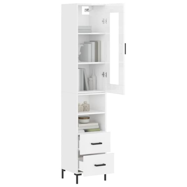 vidaXL skab 34,5x34x180 cm konstrueret træ hvid højglans -  Skænke