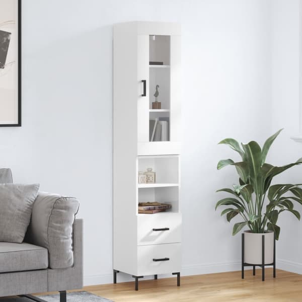 vidaXL skab 34,5x34x180 cm konstrueret træ hvid højglans -  Skænke