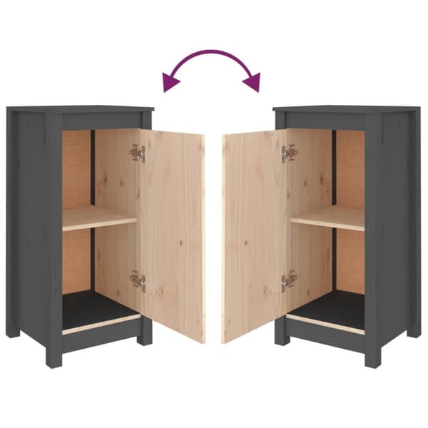 vidaXL Senkit 2 kpl harmaa 40x35x80 cm täysi mänty - Tarjoilupöydät & senkit