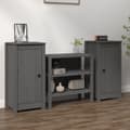Pikkukuva 1 / 11: vidaXL Senkit 2 kpl harmaa 40x35x80 cm täysi mänty -  Tarjoilupöydät & senkit