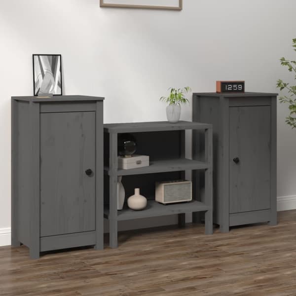 vidaXL Senkit 2 kpl harmaa 40x35x80 cm täysi mänty -  Tarjoilupöydät & senkit
