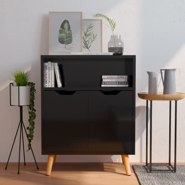 vidaXL skænk 60x30x72 cm konstrueret træ sort højglans -  Skænke