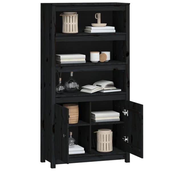 vidaXL Förvaringsskåp svart 80x35x154 cm massiv furu - Skänkar & serveringsbord