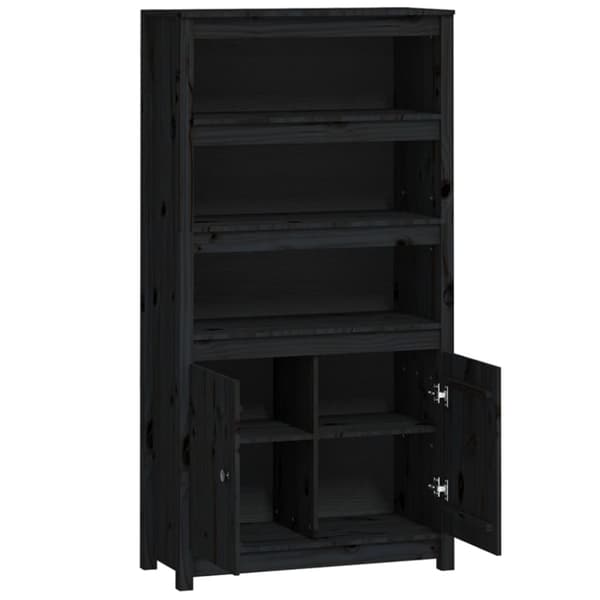 vidaXL Förvaringsskåp svart 80x35x154 cm massiv furu - Skänkar & serveringsbord
