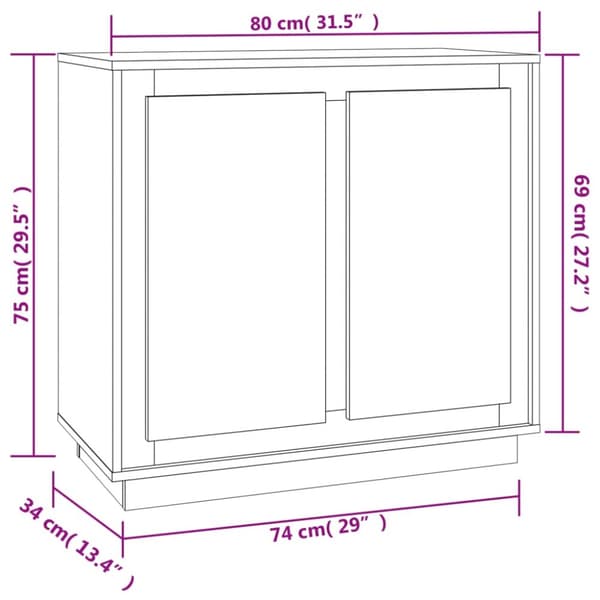 vidaXL Skänk sonoma-ek 80x34x75 cm konstruerat trä - Skänkar & serveringsbord
