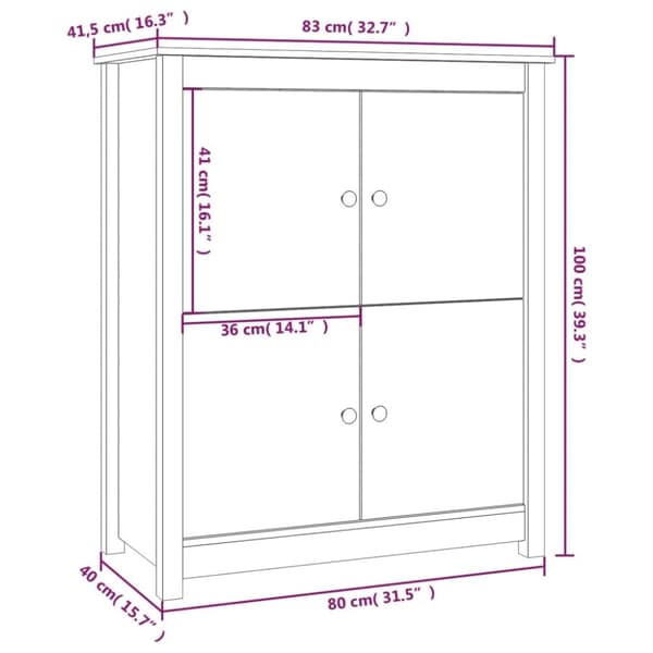 vidaXL skænk 83x41,5x100 cm massivt fyrretræ - Skænke