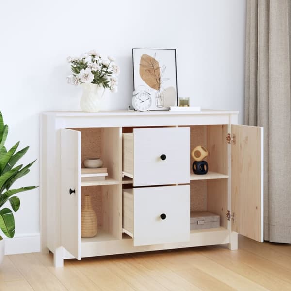 vidaXL Skänk vit 100x35x74 cm massiv furu - Skänkar & serveringsbord