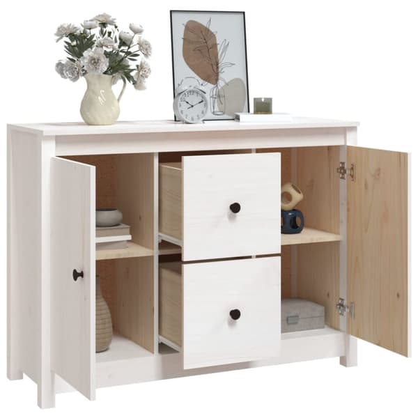 vidaXL Skänk vit 100x35x74 cm massiv furu - Skänkar & serveringsbord