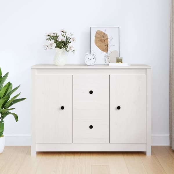 vidaXL Skänk vit 100x35x74 cm massiv furu -  Skänkar & serveringsbord