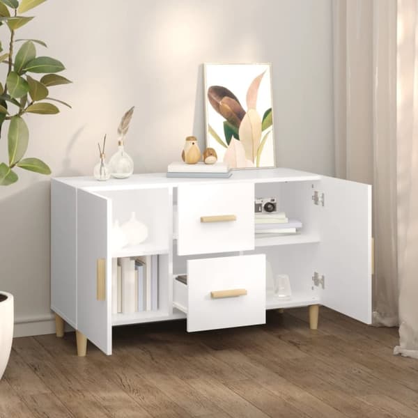 vidaXL Senkki valkoinen 100x36x60 cm tekninen puu - Tarjoilupöydät & senkit