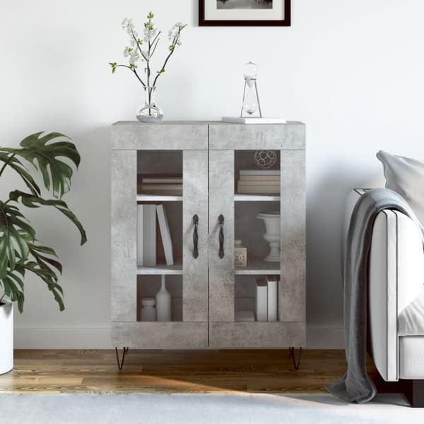 vidaXL Senkki betoninharmaa 69,5x34x90 cm tekninen puu -  Tarjoilupöydät & senkit