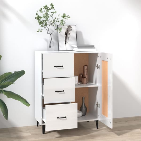 vidaXL Skänk vit högglans 69,5x34x90 cm konstruerat trä -  Skänkar & serveringsbord