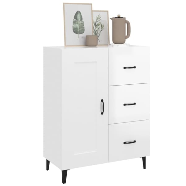 vidaXL Skänk vit högglans 69,5x34x90 cm konstruerat trä -  Skänkar & serveringsbord