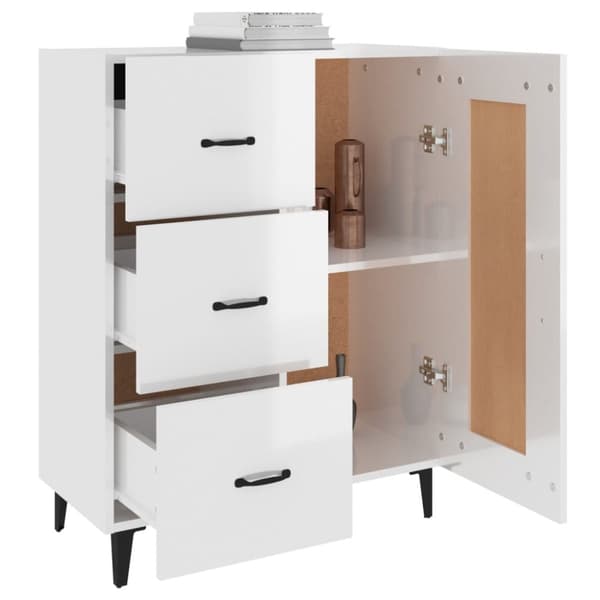 vidaXL Skänk vit högglans 69,5x34x90 cm konstruerat trä -  Skänkar & serveringsbord