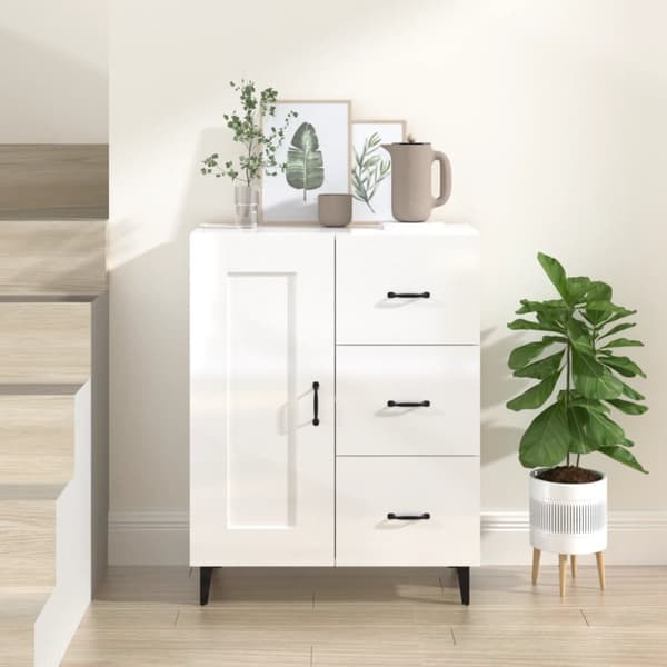 vidaXL Skänk vit högglans 69,5x34x90 cm konstruerat trä -  Skänkar & serveringsbord