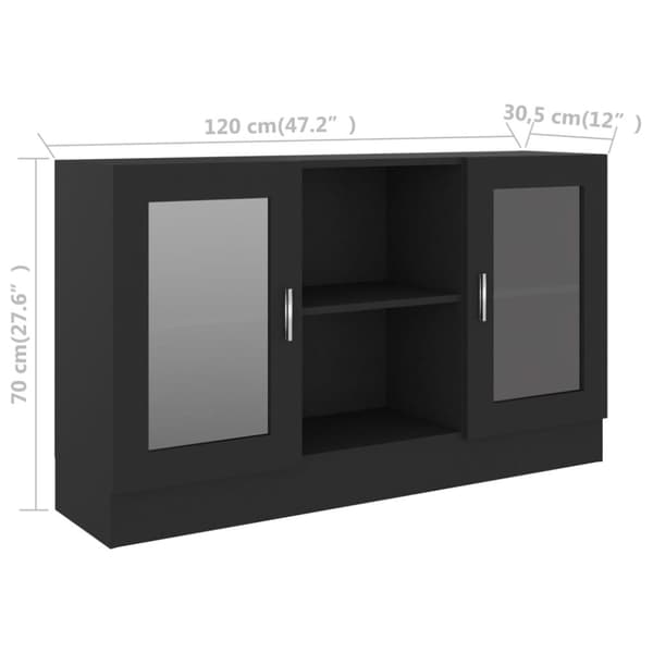 vidaXL Vitrinskåp svart 120x30,5x70 cm konstruerat trä -  Skänkar & serveringsbord