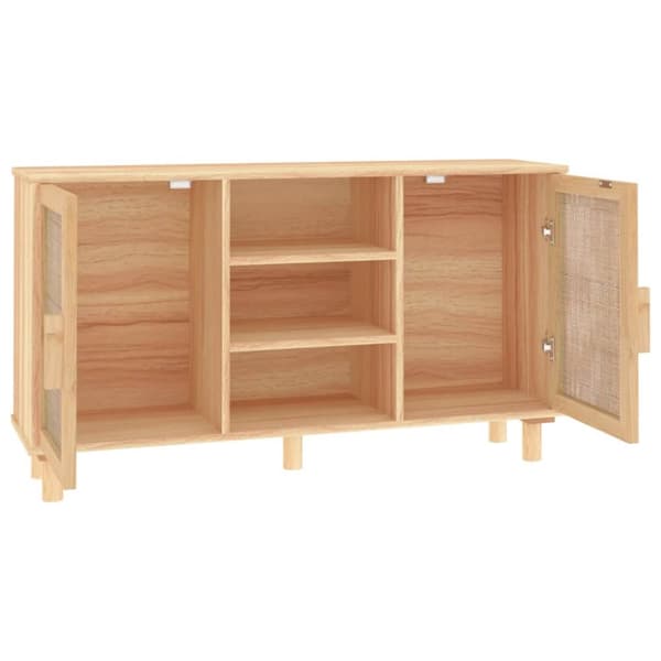vidaXL skænk 105x30x60 cm massivt fyrretræ og naturlig rattan brun - Skænke