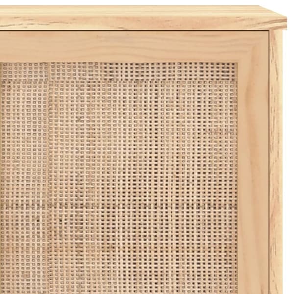 vidaXL skænk 105x30x60 cm massivt fyrretræ og naturlig rattan brun - Skænke