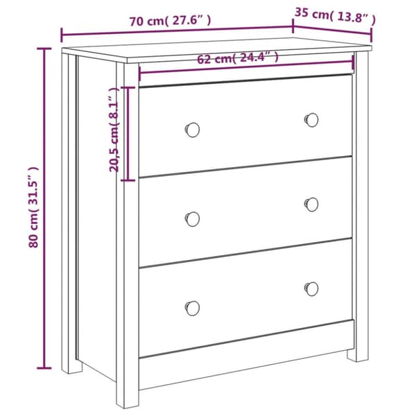 vidaXL Senkki 70x35x80 cm täysi mänty - Tarjoilupöydät & senkit