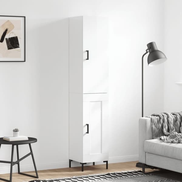 vidaXL skab 34,5x34x180 cm konstrueret træ hvid højglans - Skænke