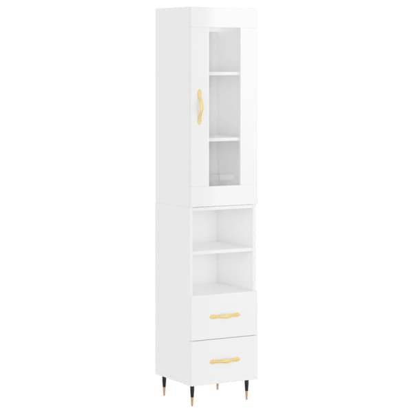 vidaXL skab 34,5x34x180 cm konstrueret træ hvid højglans -  Skænke