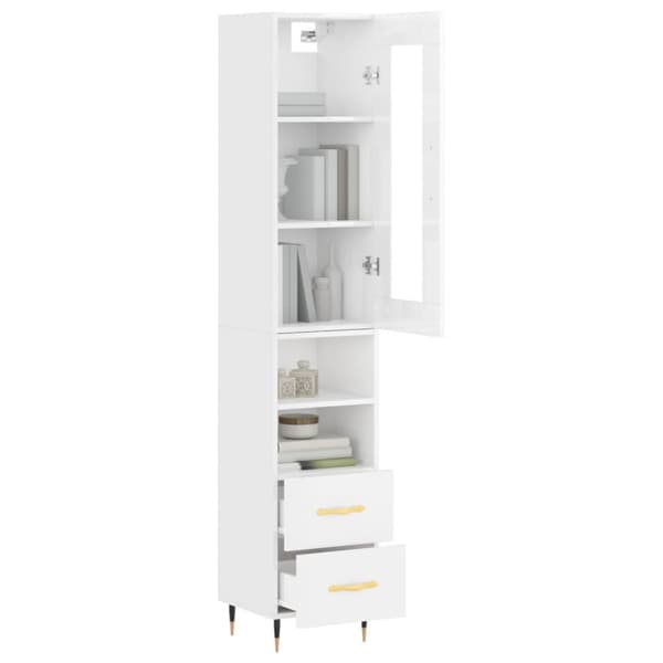 vidaXL skab 34,5x34x180 cm konstrueret træ hvid højglans -  Skænke