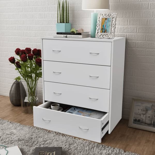 vidaXL skænk med 4 skuffer 60x30,5x71 cm hvid - Skænke