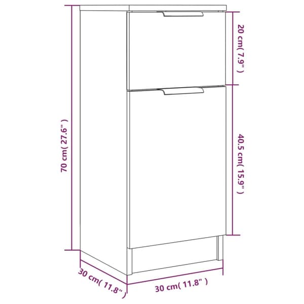 vidaXL skænk 30x30x70 cm konstrueret træ røget egetræsfarve - Skænke