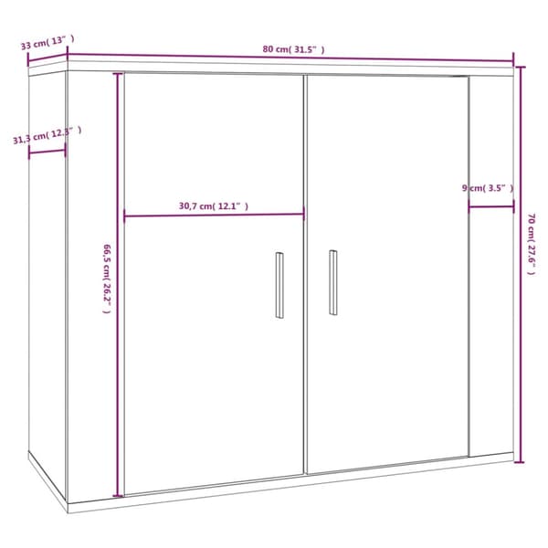 vidaXL Skänk vit 80x33x70 cm konstruerat trä - Skänkar & serveringsbord