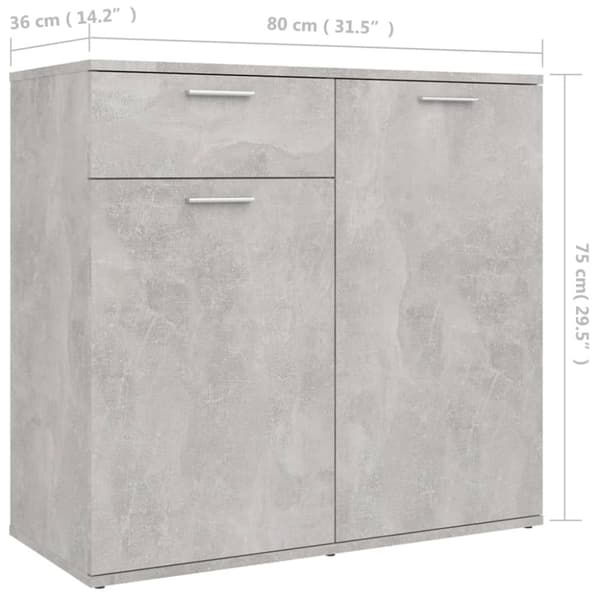 vidaXL Senkki betoninharmaa 80x36x75 cm tekninen puu - Tarjoilupöydät & senkit