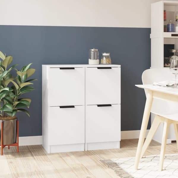 vidaXL skænke 2 stk. 30x30x70 cm konstrueret træ hvid - Skænke