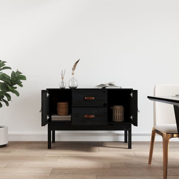 vidaXL Skänk svart 110x40x78 cm massiv furu -  Skänkar & serveringsbord
