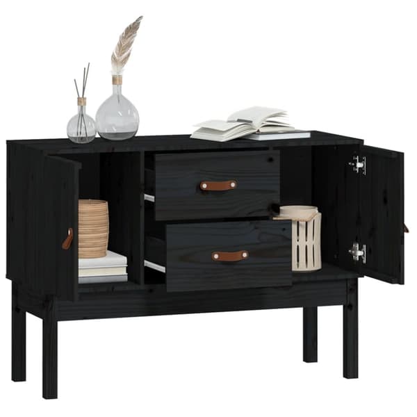 vidaXL Skänk svart 110x40x78 cm massiv furu -  Skänkar & serveringsbord