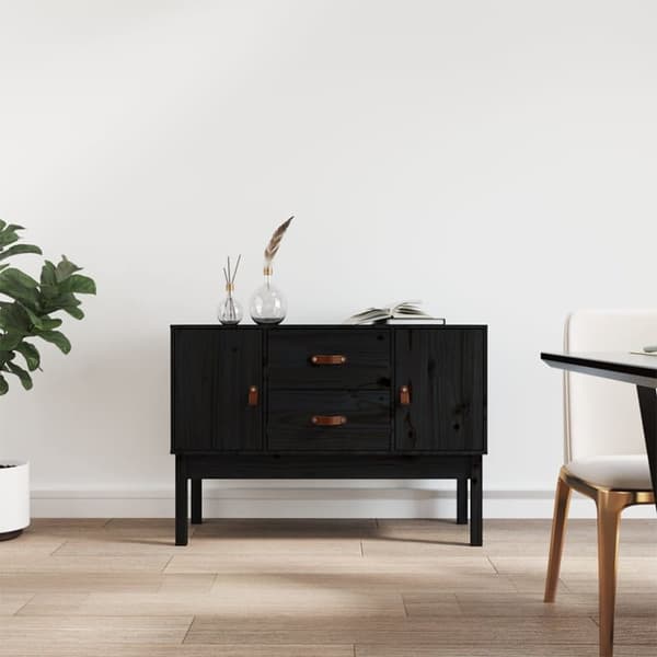 vidaXL Skänk svart 110x40x78 cm massiv furu - Skänkar & serveringsbord