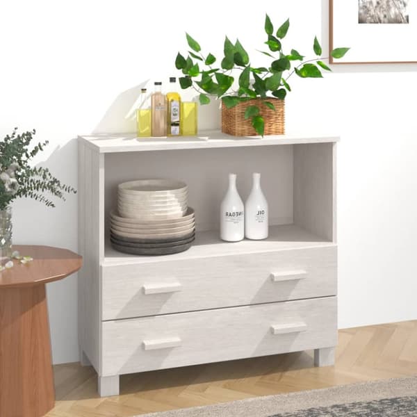 vidaXL Sivupöytä HAMAR valkoinen 85x35x80 cm täysi mänty -  Tarjoilupöydät & senkit