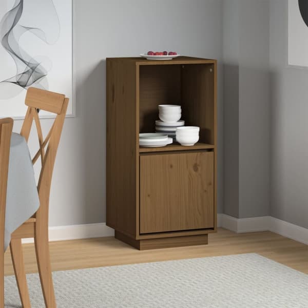 vidaXL skænk 38x35x80 cm massivt fyrretræ gyldenbrun - Skænke