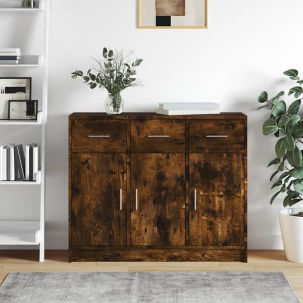 vidaXL skab 91x28x75 cm konstrueret træ røget egetræsfarve -  Skænke