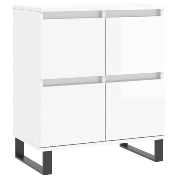 vidaXL Senkki korkeakiilto valkoinen 60x35x70 cm tekninen puu - Tarjoilupöydät & senkit