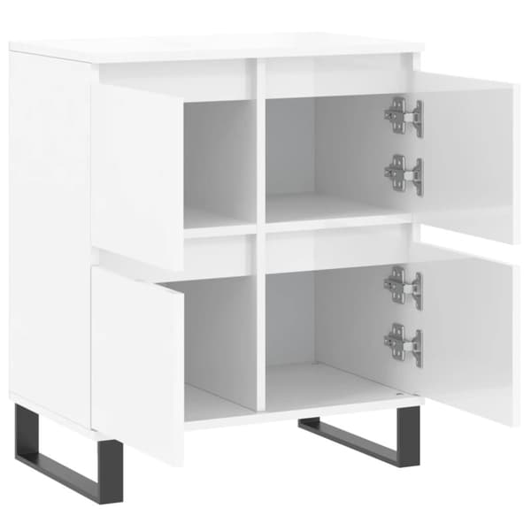 vidaXL Senkki korkeakiilto valkoinen 60x35x70 cm tekninen puu - Tarjoilupöydät & senkit