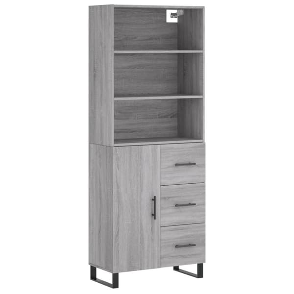 vidaXL Kaappi harmaa Sonoma 69,5x34x180 cm tekninen puu - Tarjoilupöydät & senkit