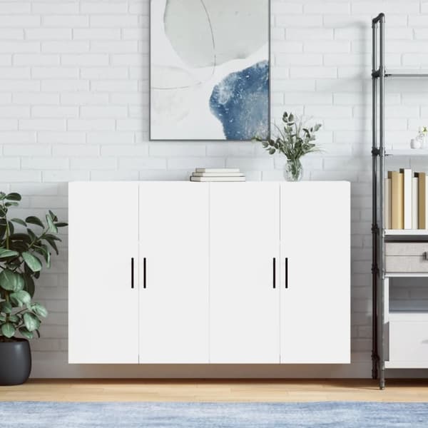 vidaXL Seinäkiinnitettävät kaapit 2 kpl valkoinen 69,5x34x90 cm -  Tarjoilupöydät & senkit