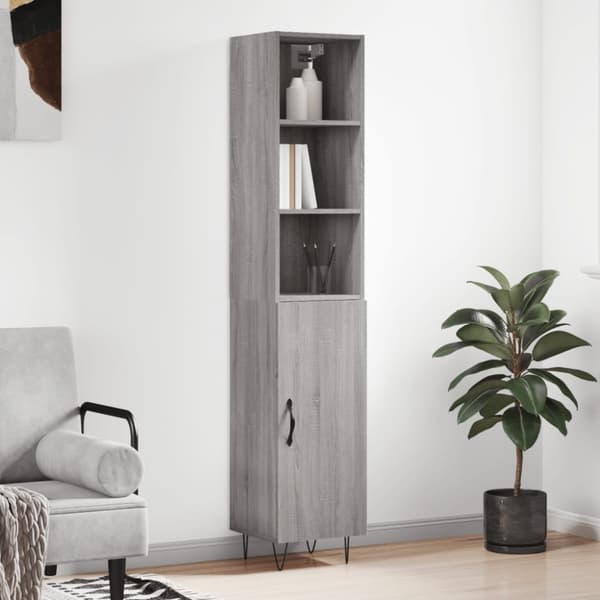 vidaXL Högskåp grå sonoma 34,5x34x180 cm konstruerat trä -  Skänkar & serveringsbord