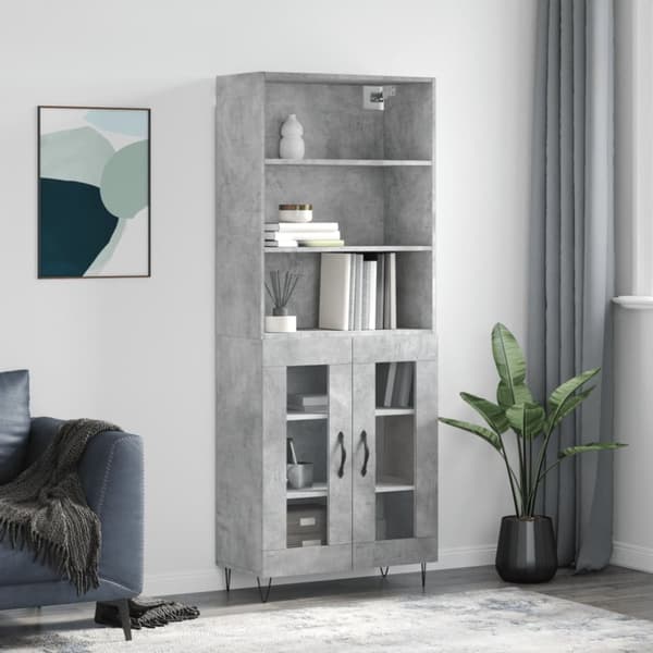 vidaXL Kaappi betoninharmaa 69,5x34x180 cm tekninen puu -  Tarjoilupöydät & senkit