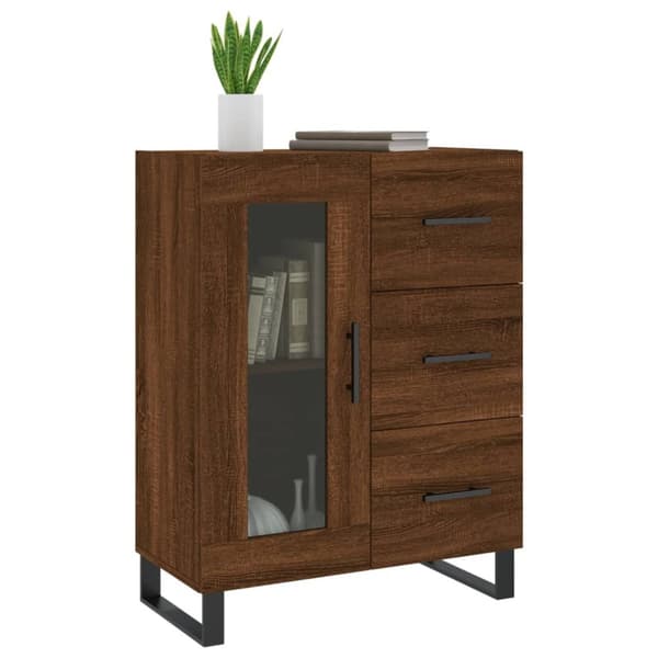 vidaXL Senkki ruskea tammi 69,5x34x90 cm tekninen puu - Tarjoilupöydät & senkit