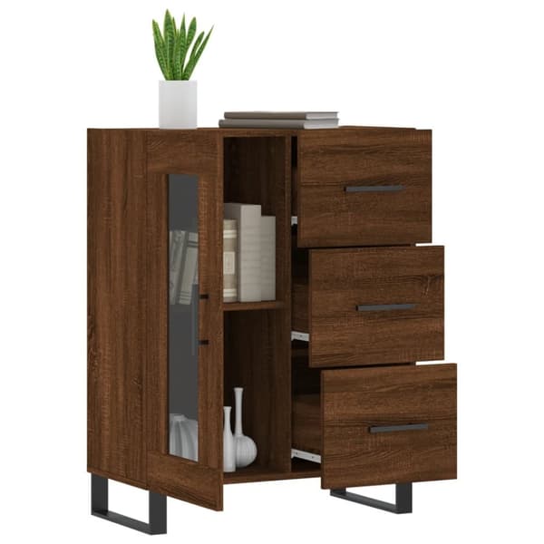 vidaXL Senkki ruskea tammi 69,5x34x90 cm tekninen puu - Tarjoilupöydät & senkit