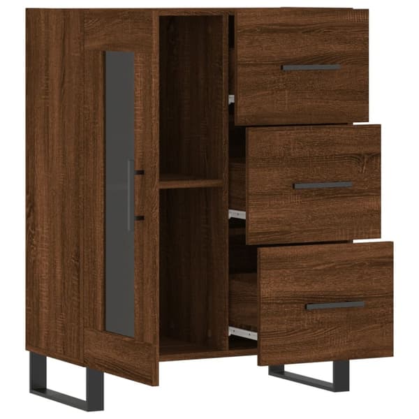 vidaXL Senkki ruskea tammi 69,5x34x90 cm tekninen puu - Tarjoilupöydät & senkit