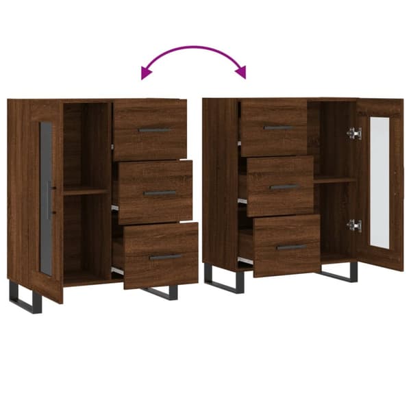 vidaXL Senkki ruskea tammi 69,5x34x90 cm tekninen puu - Tarjoilupöydät & senkit