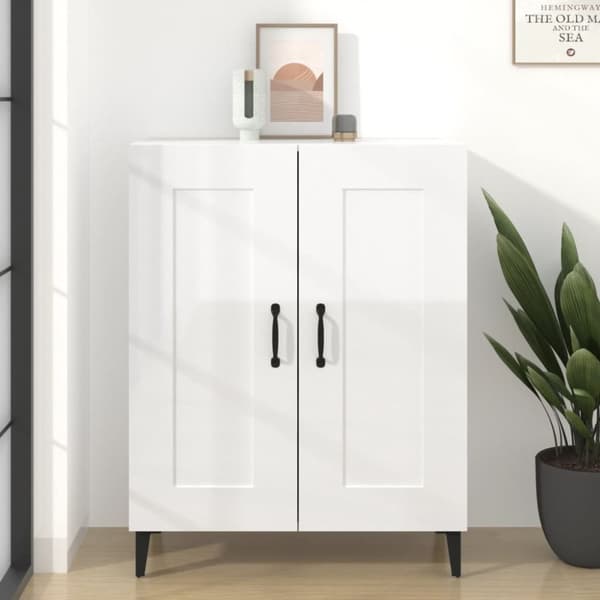 vidaXL Skänk vit högglans 69,5x34x90 cm konstruerat trä - Skänkar & serveringsbord