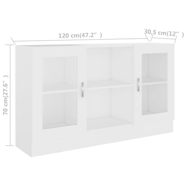 vidaXL vitrineskab 120x30,5x70 cm spånplade hvid -  Skænke