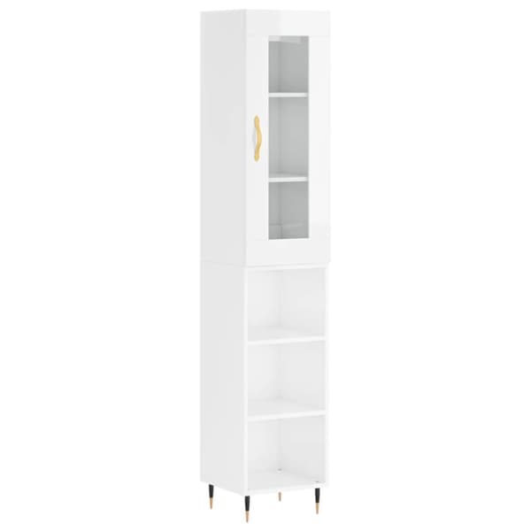 vidaXL skab 34,5x34x180 cm konstrueret træ hvid højglans - Skænke